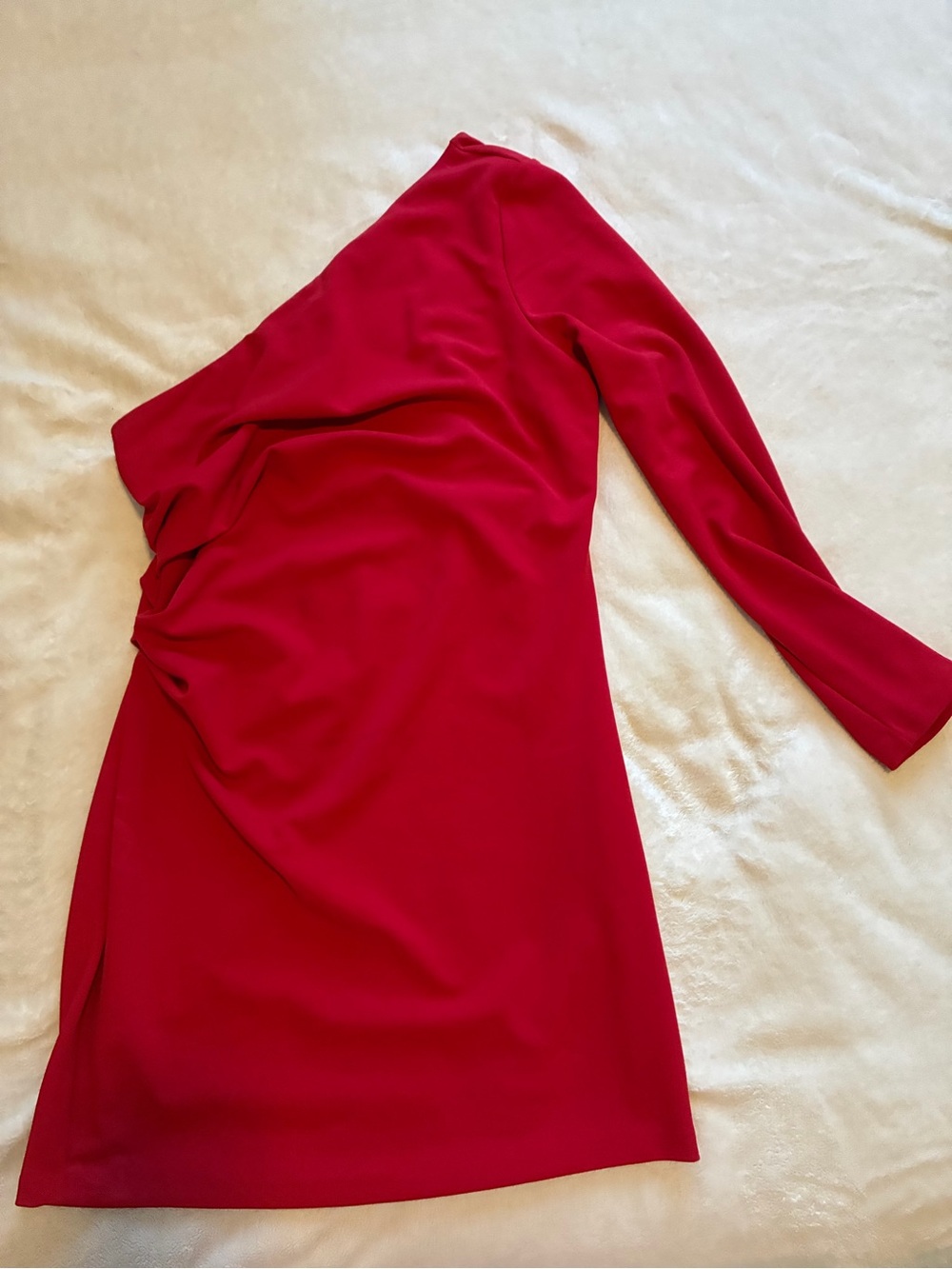 H&M One-Shoulder Red Ruched Dress